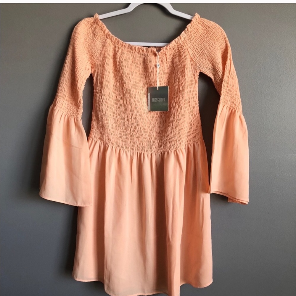 Missguided off the shoulder bell sleeve dress
